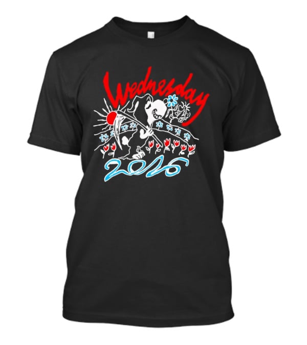 Wednesday 2026 Red Sun Blue Flowers Tour T-Shirt