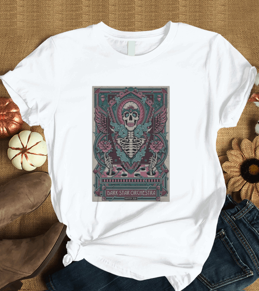 Dark Star Orchestra Skeleton With Wings And Roses Winter 2026 T-Shirt