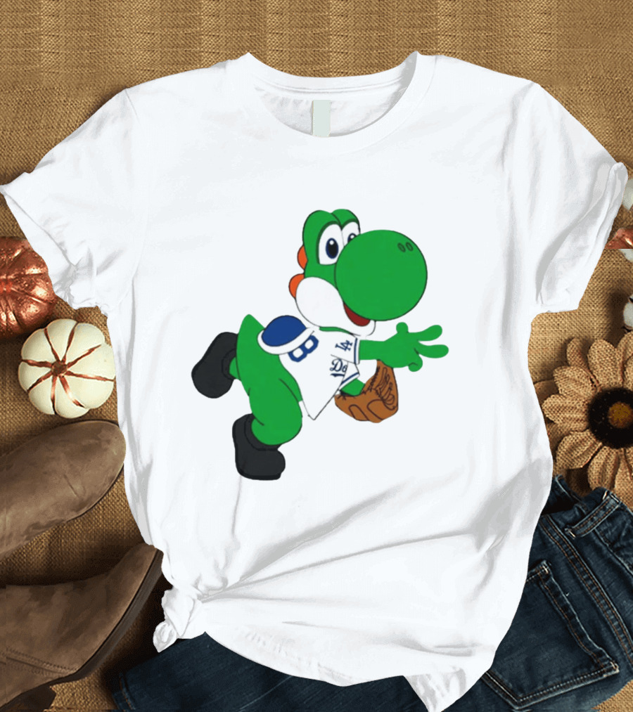 Los Angeles Dodgers Green Dinosaur Cartoon Character Toddler Staple T-Shirt