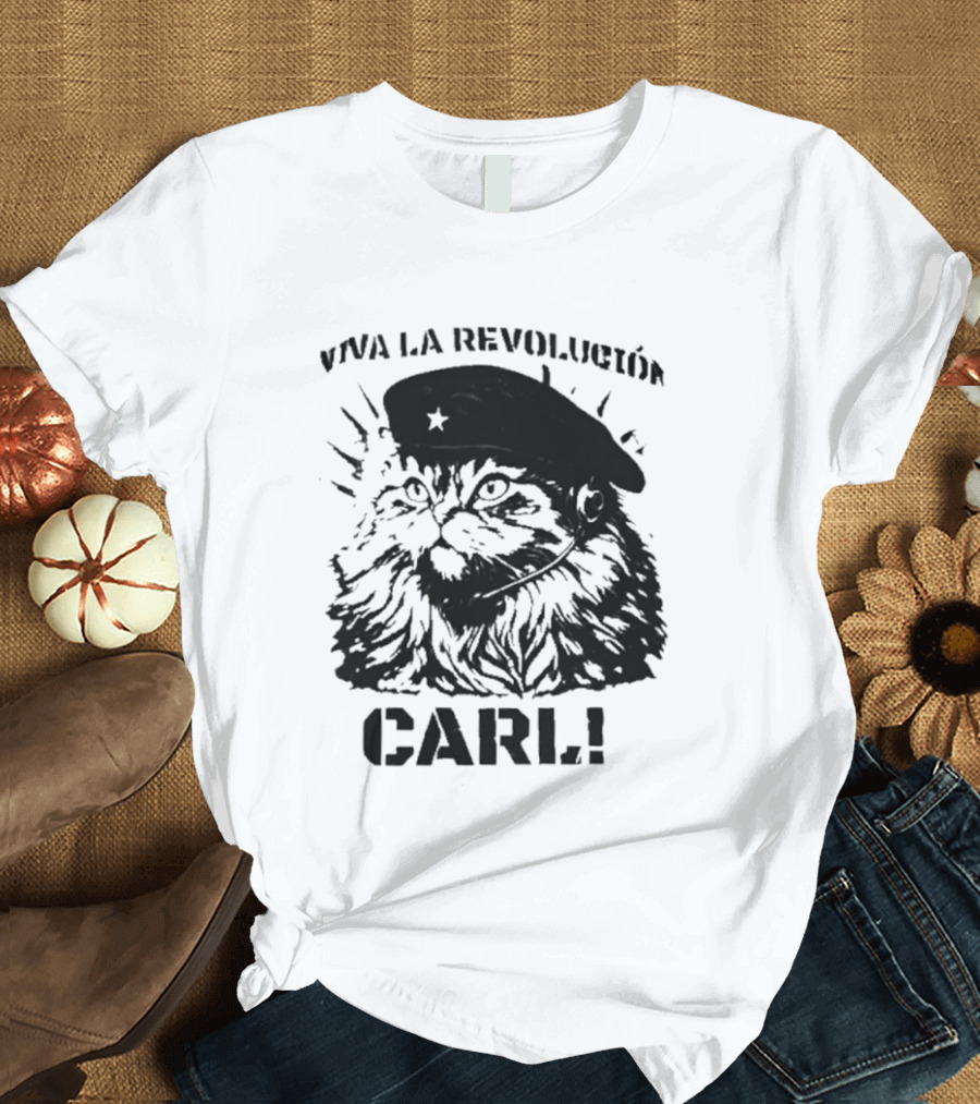 Viva La Revolucion Carl Cat With Beret T-Shirt