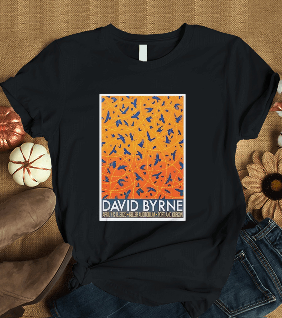 David Byrne April 7 8 2026 Keller Auditorium Portland Oregon Birds Orange Blue T-Shirt