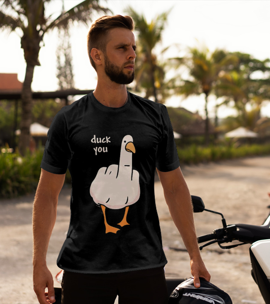 Duck You Middle Finger Duck Cartoon T-Shirt