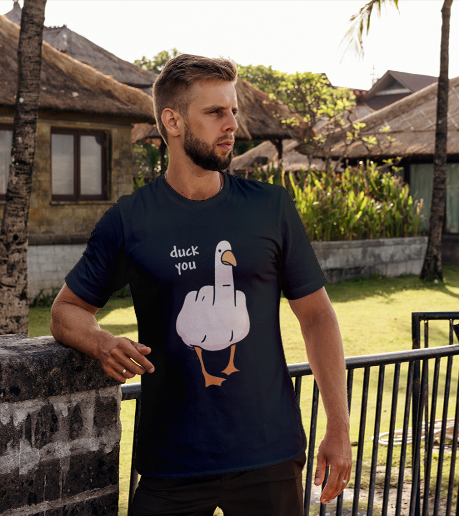Duck You Middle Finger Duck Cartoon T-Shirt