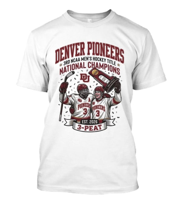 Denver Pioneers 3rd NCAA Men's Hockey Title National Champions 1985 1996 3 Peat T-Shirt