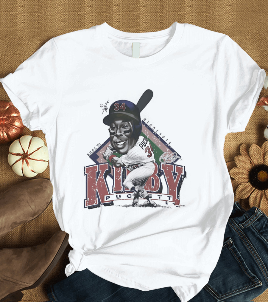 Kirby Puckett 34 Minnesota Twins Baseball Cartoon T-Shirt