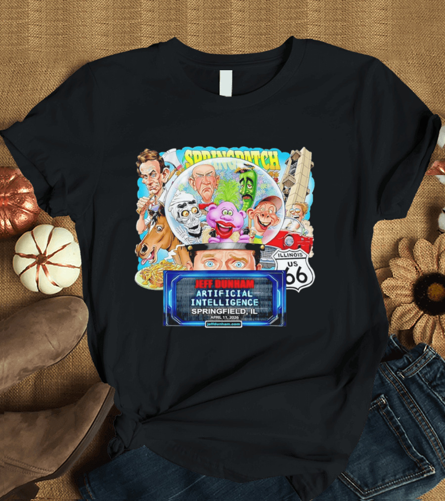 Jeff Dunham Artificial Intelligence Tour Springfield IL Illinois US 66 Characters T-Shirt