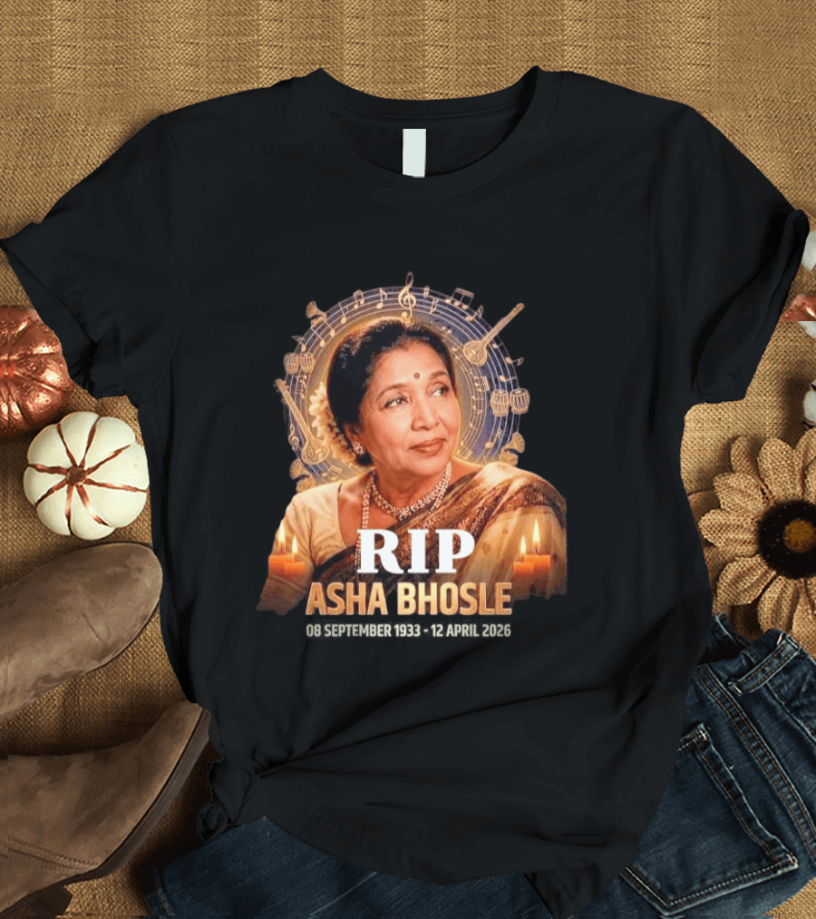 RIP Asha Bhosle Musical Tribute Candles 08 September 1933 12 April 2026 T-Shirt