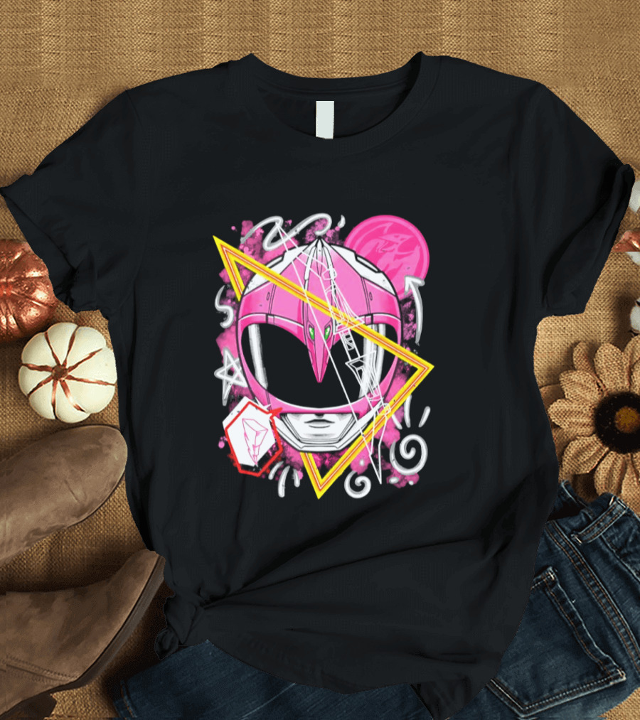 Mighty Morphin Power Rangers Pink Ranger Helmet Iconography T-Shirt
