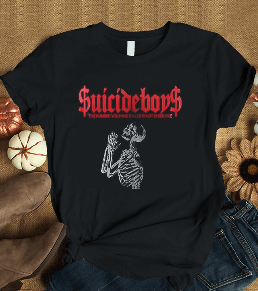 SuicideBoyS Grey Day Tour Skeleton The Number You Have Dialed Is Not In Service I Want To Die In New Orleans T-Shirt