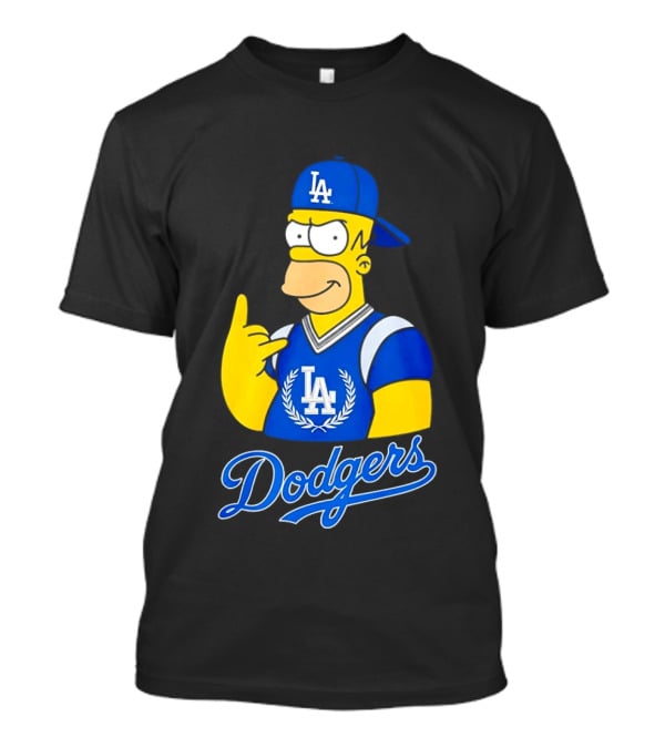 The Simpsons Homer LA Dodgers Rock Hand Gesture Collaboration T-Shirt