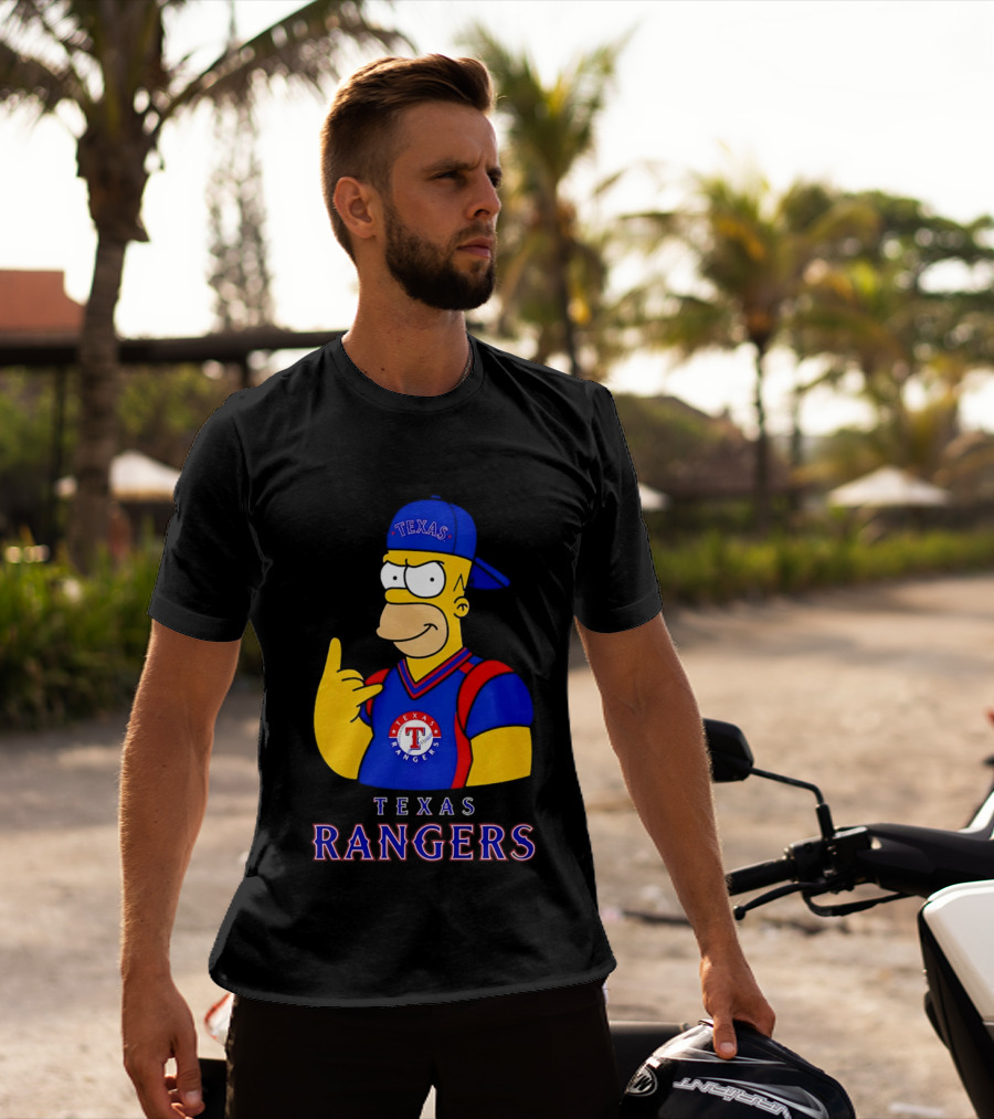 The Simpsons Texas Rangers Rock Hand Homer T-Shirt