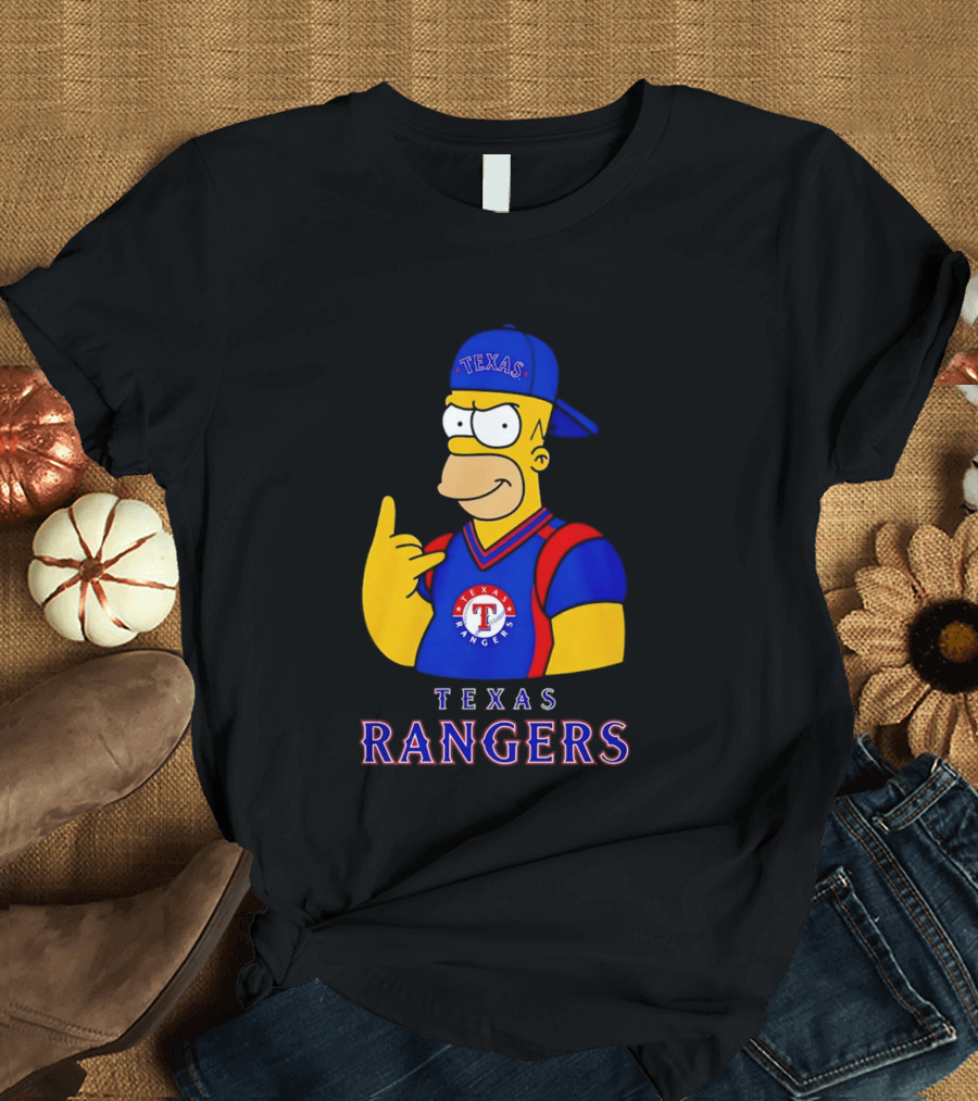 The Simpsons Texas Rangers Rock Hand Homer T-Shirt