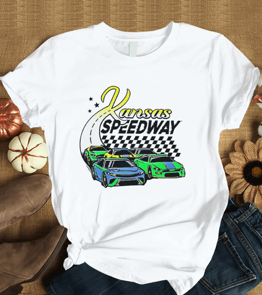 Kansas Speedway Racing Fast Cars And Checkered Flags T-Shirt