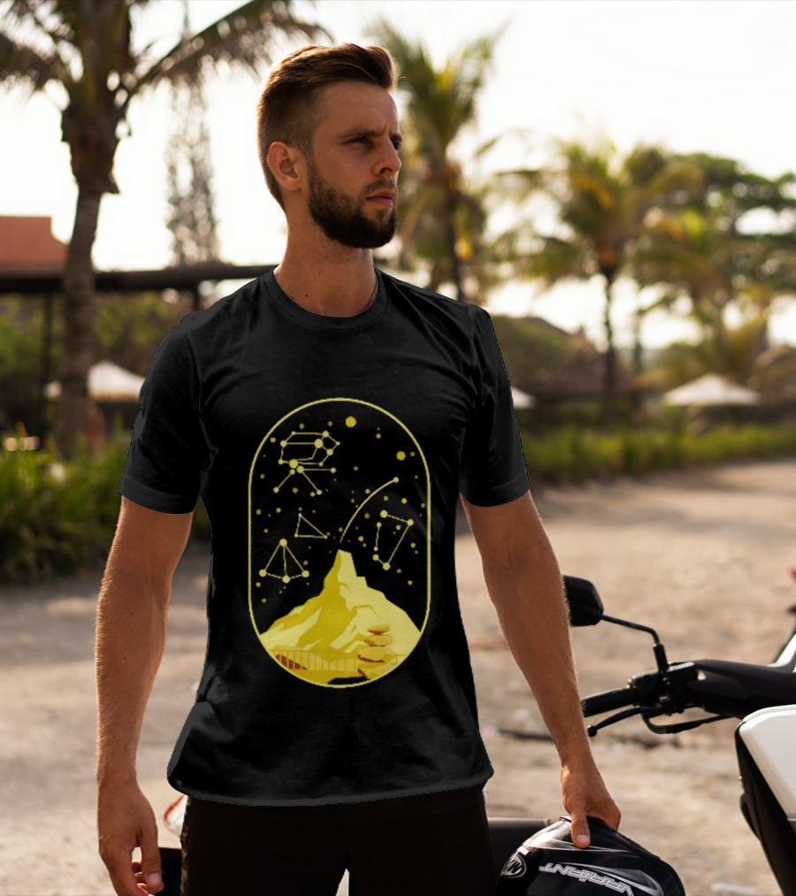 Cairn Minimalist Mountain Constellation Starry Sky T-Shirt