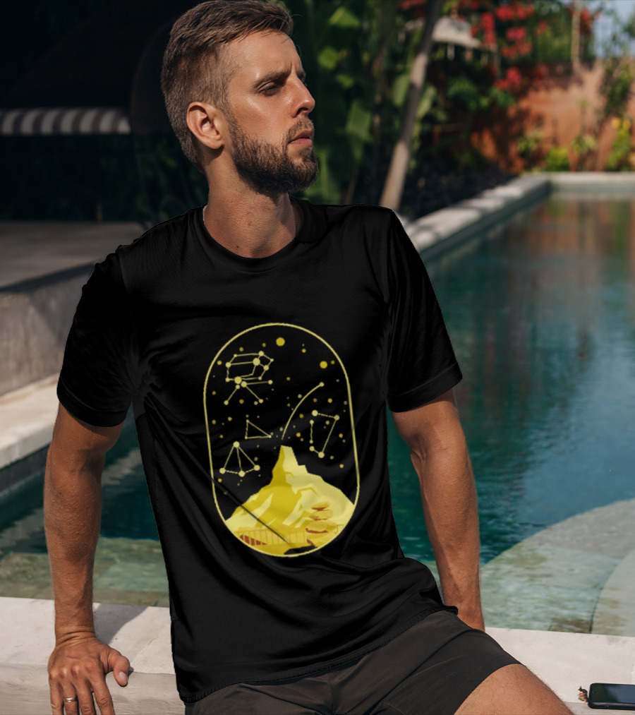 Cairn Minimalist Mountain Constellation Starry Sky T-Shirt