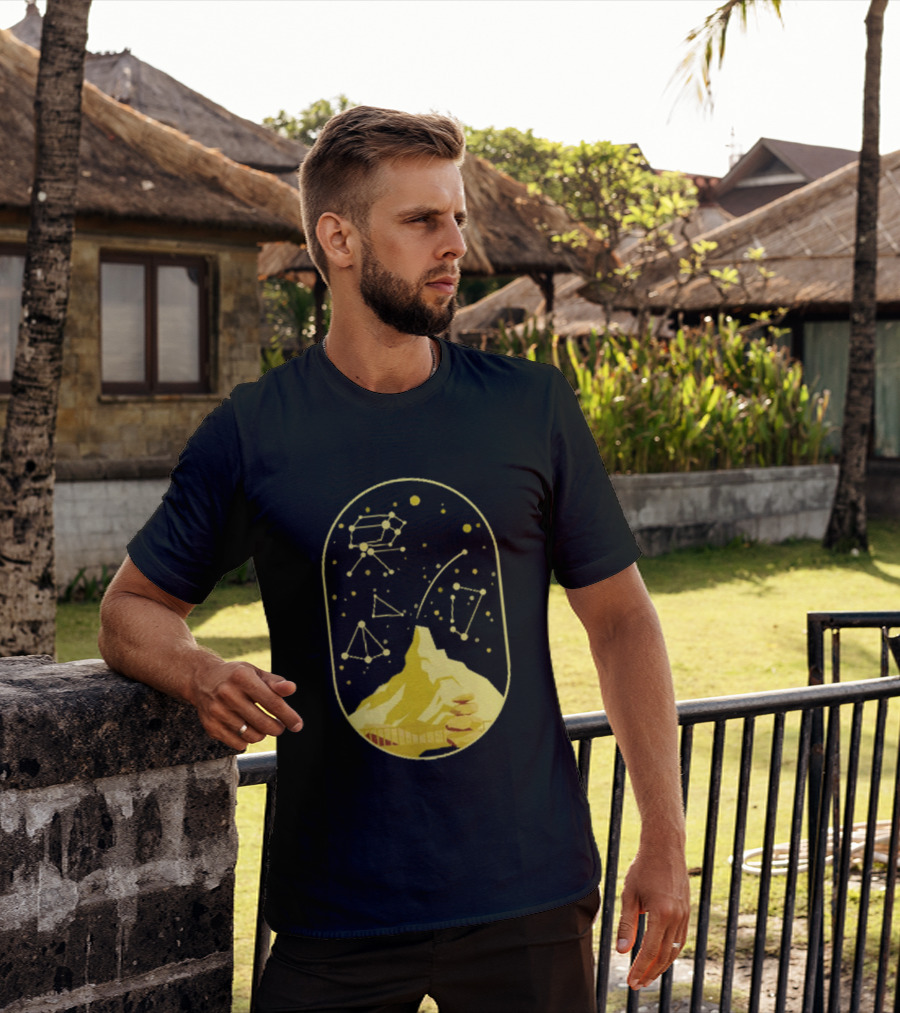 Cairn Minimalist Mountain Constellation Starry Sky T-Shirt