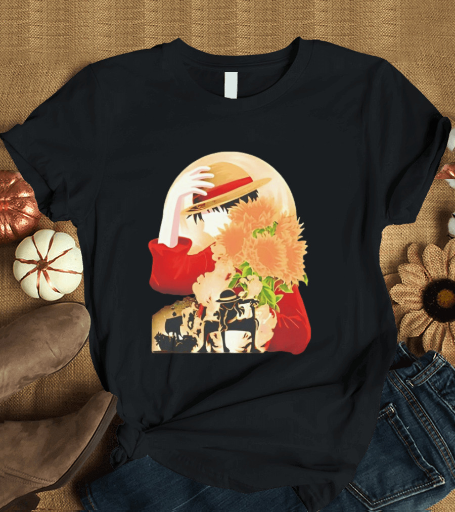 Monkey D. Luffy Red Outfit Straw Hat Sunflower Pirate Adventure T-Shirt