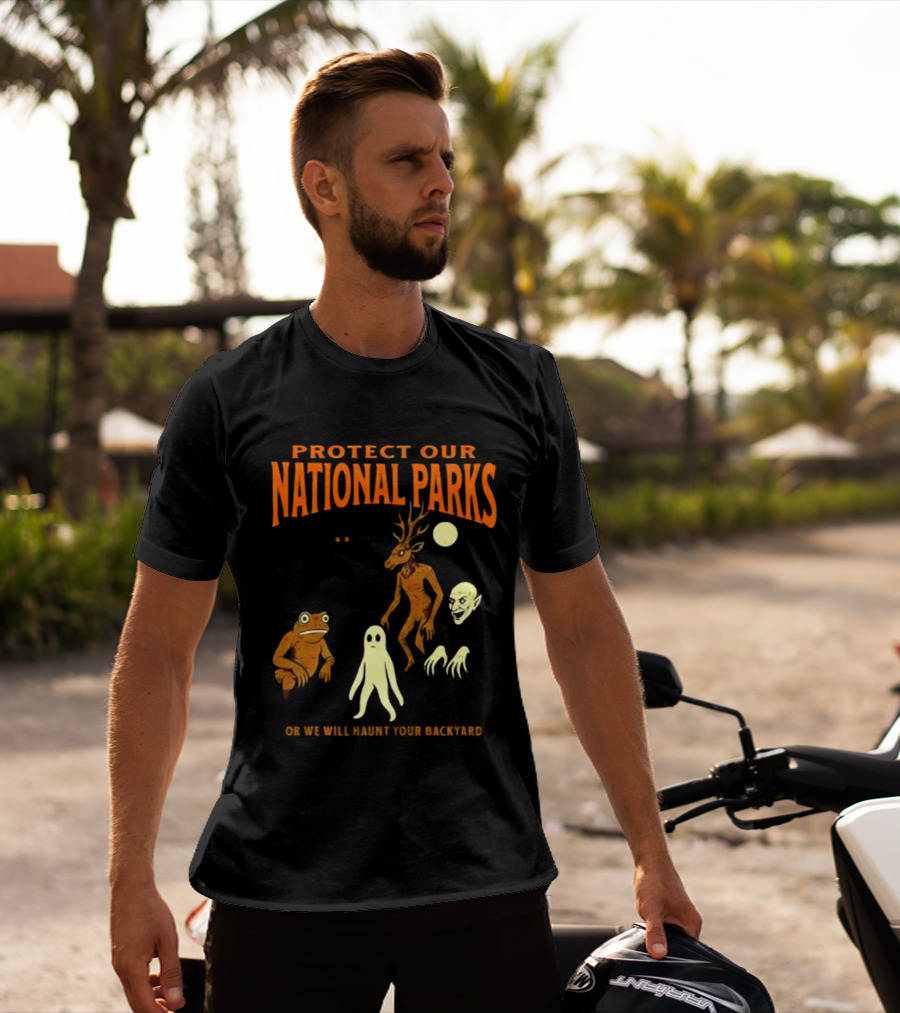 Protect Our National Parks Or We Will Haunt Your Backyard Deer Frog Ghost Skulls T-Shirt