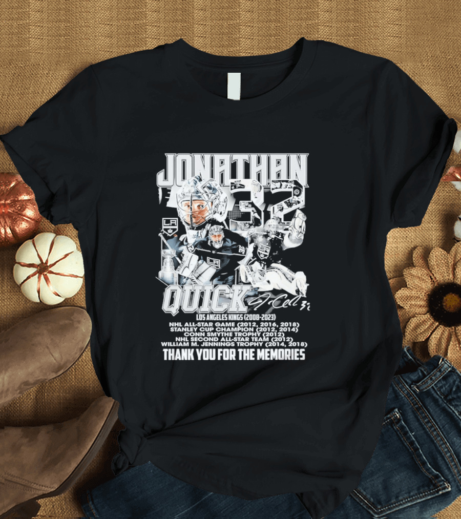 Jonathan Quick Los Angeles Kings NHL All Star Stanley Cup Champion Thank You For The Memories T-Shirt