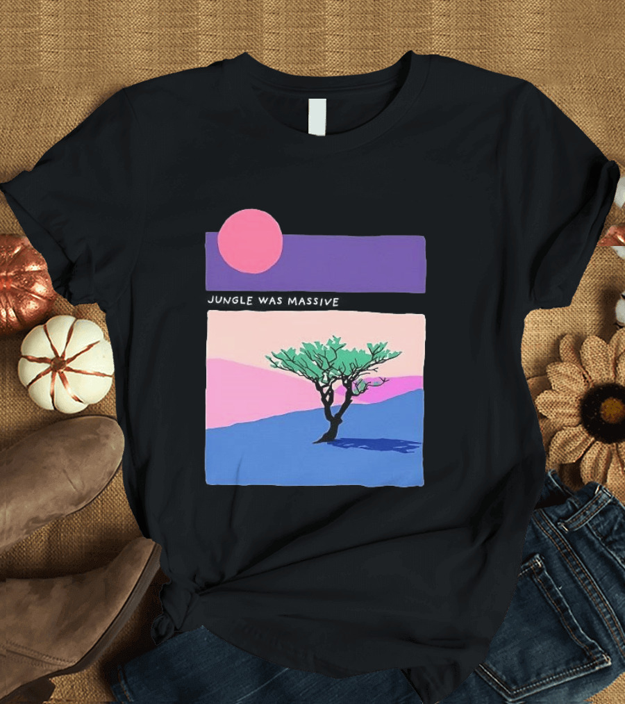 Jungle Was Massive Tree Vintage Sunset Aesthetic Nature Scene T-Shirt