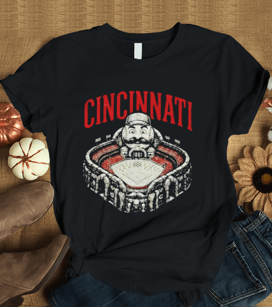 Cincinnati Reds Stadium 1881 Mascot Mashup T-Shirt