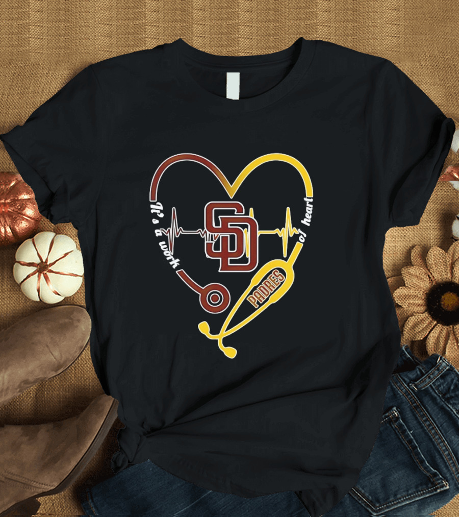 San Diego Padres Heart Soul Stethoscope Work Of Heartbeat T-Shirt