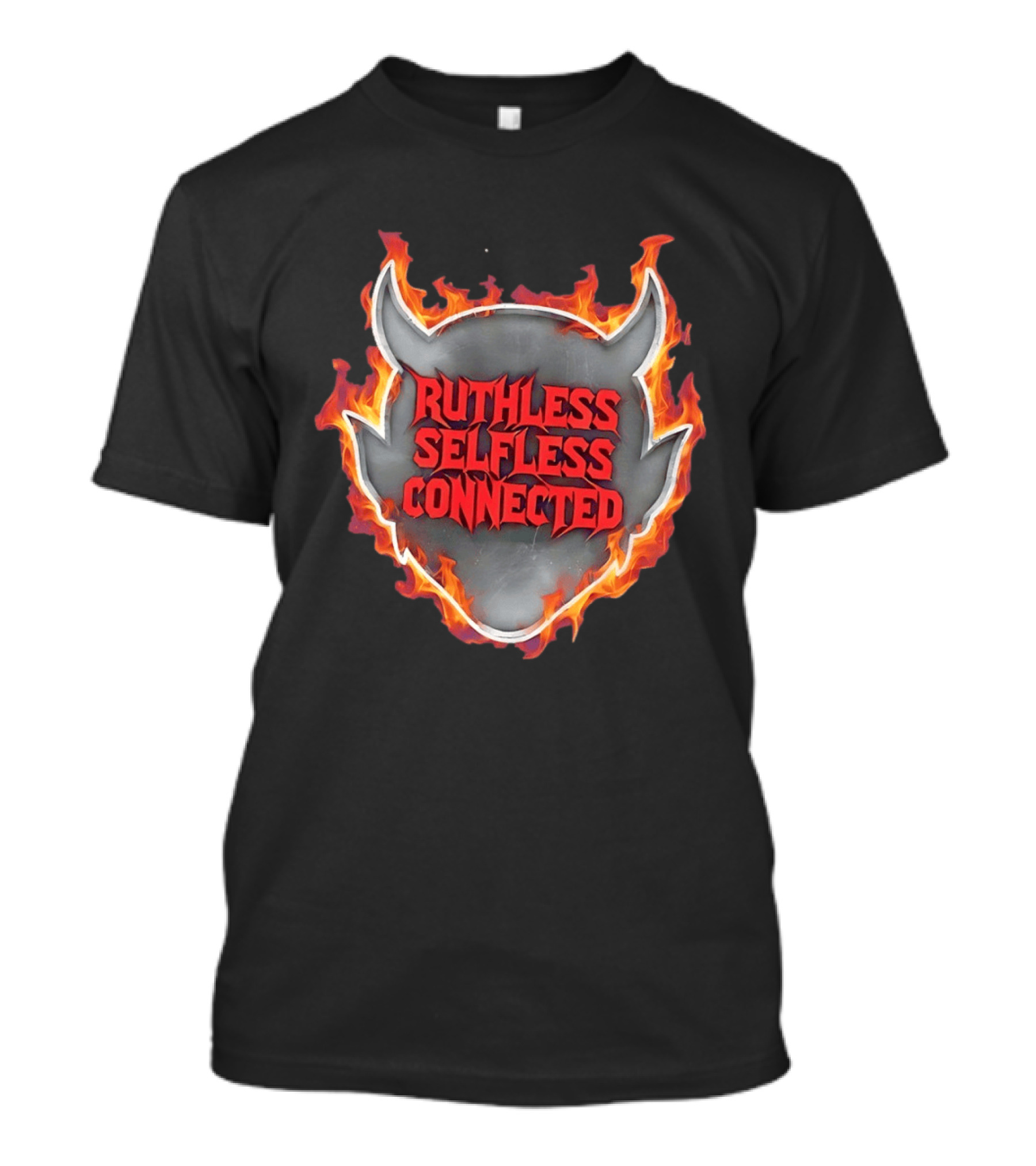 Ruthless Selfless Connected Demon Head Flames T-Shirt