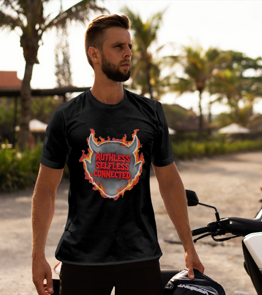 Ruthless Selfless Connected Demon Head Flames T-Shirt