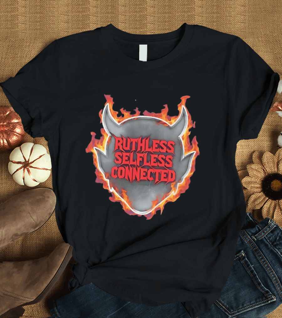 Ruthless Selfless Connected Demon Head Flames T-Shirt