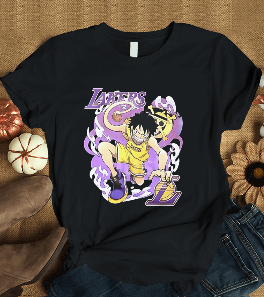Luffy Lakers One Piece Basketball Anime T-Shirt
