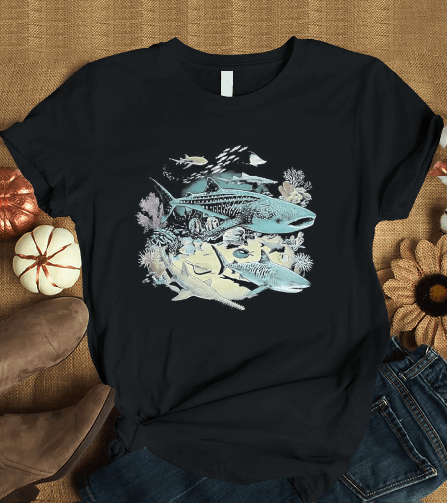 90s Sea Creatures Whale Shark Dolphin Vintage Style Aquatic Life T-Shirt