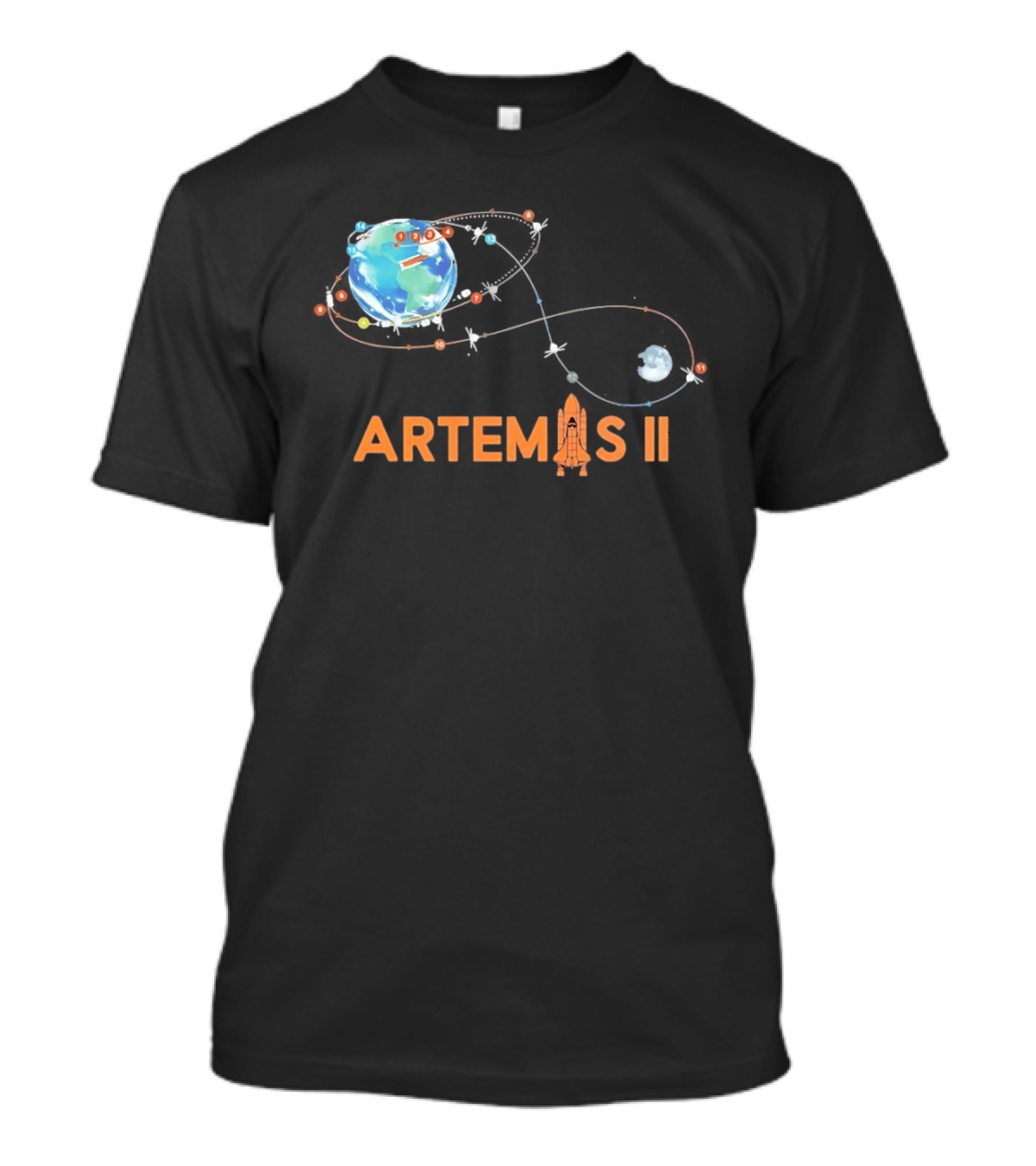 Artemis II Mission Schedule Earth To Moon Trajectory T-Shirt