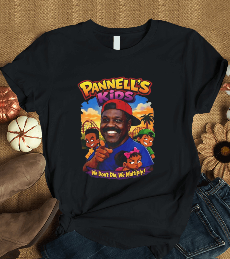 Pannell's Kids We Don't Die We Multiply Theme With Cartoon Characters And Amusement Park T-Shirt