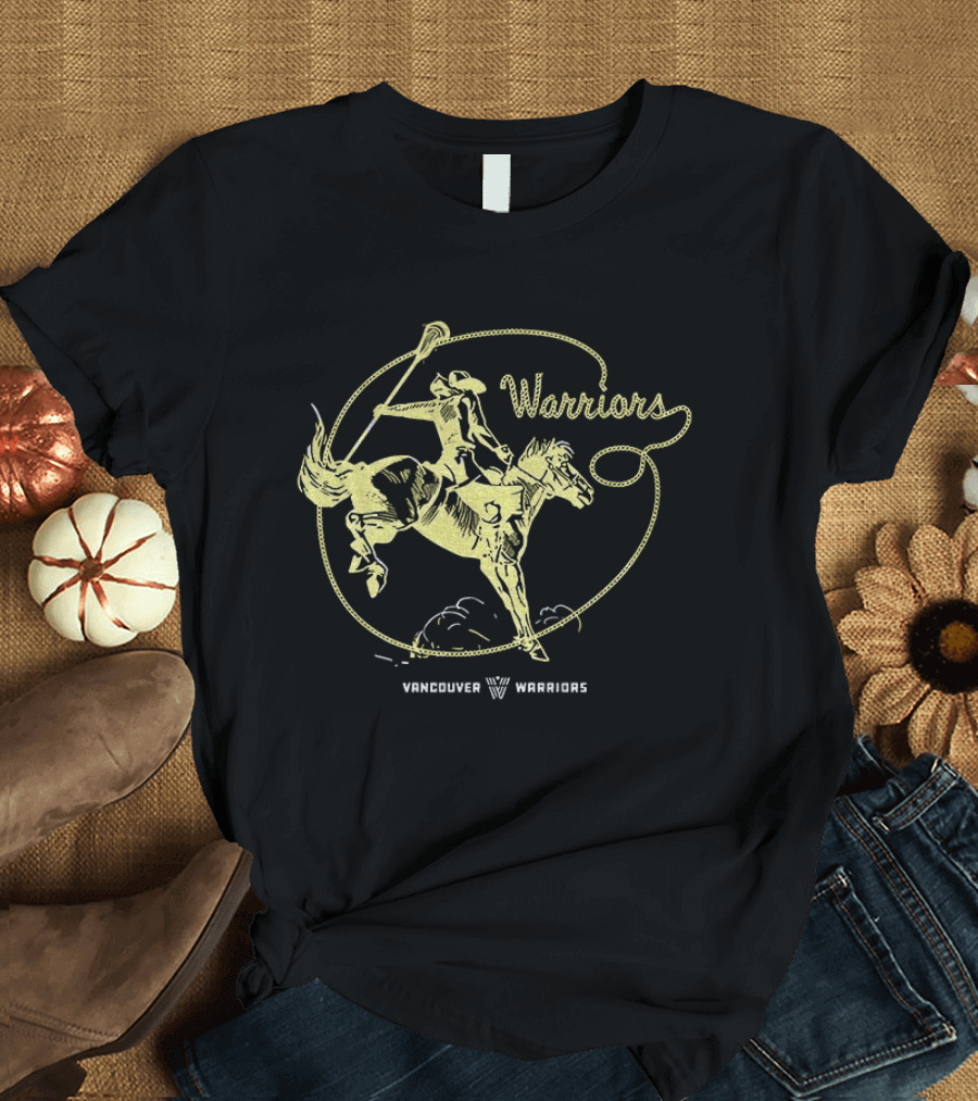 Warriors Lacrosse Cowboy Riding Horse Vancouver Warriors National Lacrosse League T-Shirt