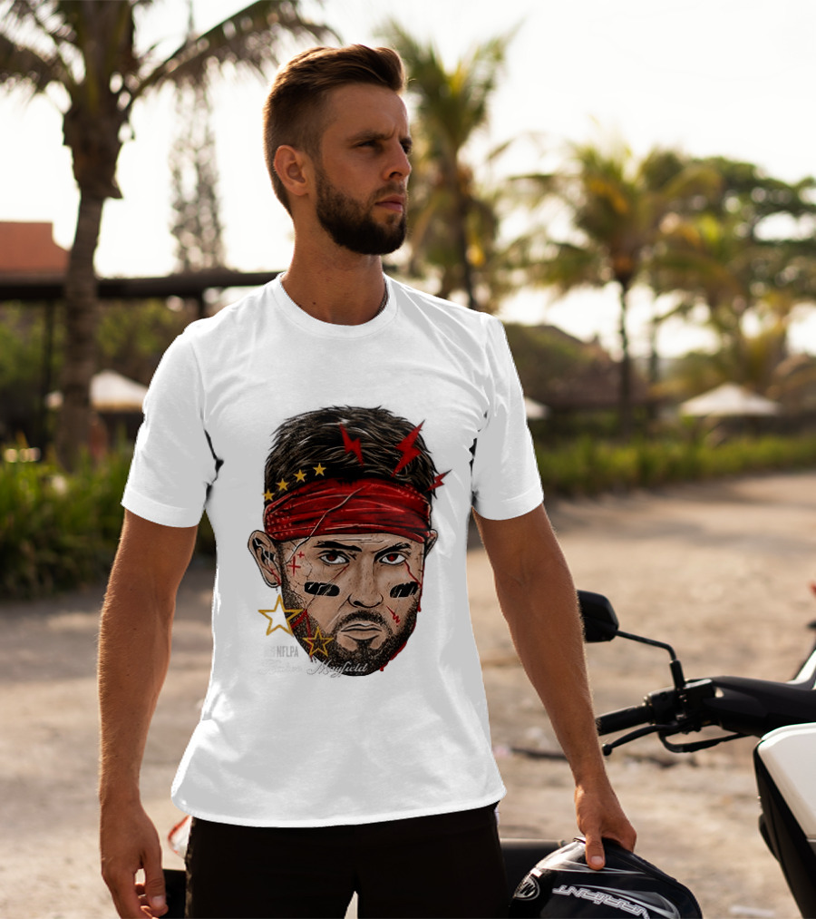 Baker Mayfield Red Bandana Star Lightning Face Paint T-Shirt