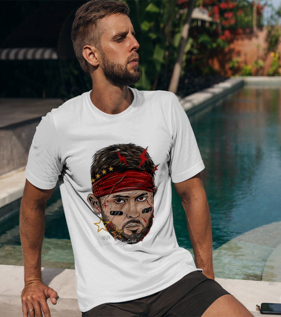 Baker Mayfield Red Bandana Star Lightning Face Paint T-Shirt
