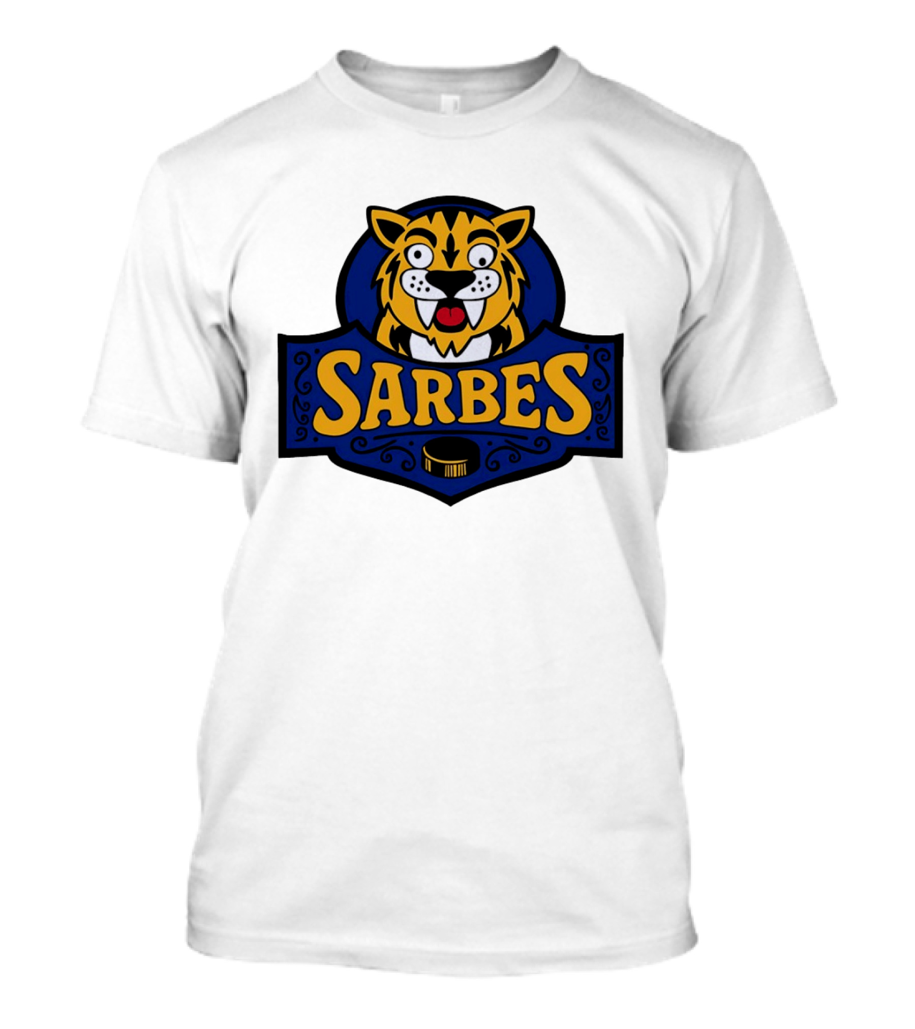 Buffalo Sarbes Hockey Tiger Mascot With Puck T-Shirt