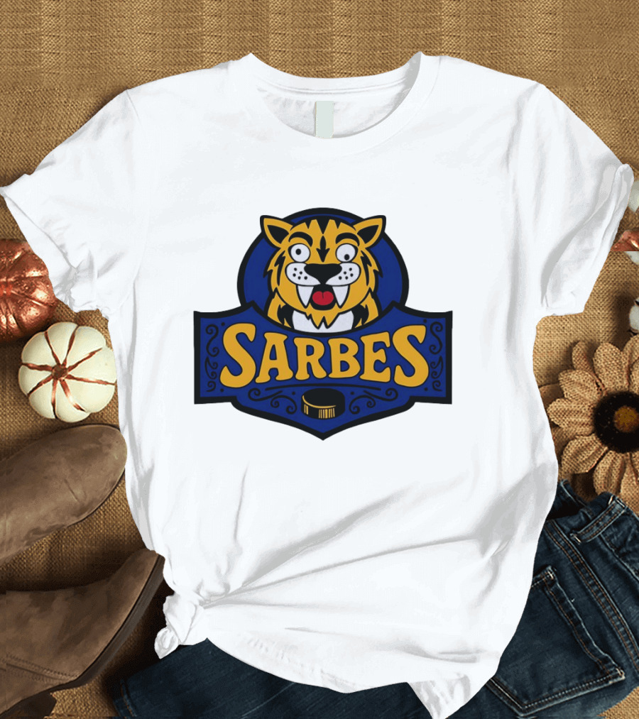 Buffalo Sarbes Hockey Tiger Mascot With Puck T-Shirt