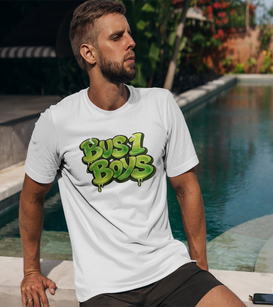Bus 1 Boys Dripping Green Graffiti T-Shirt