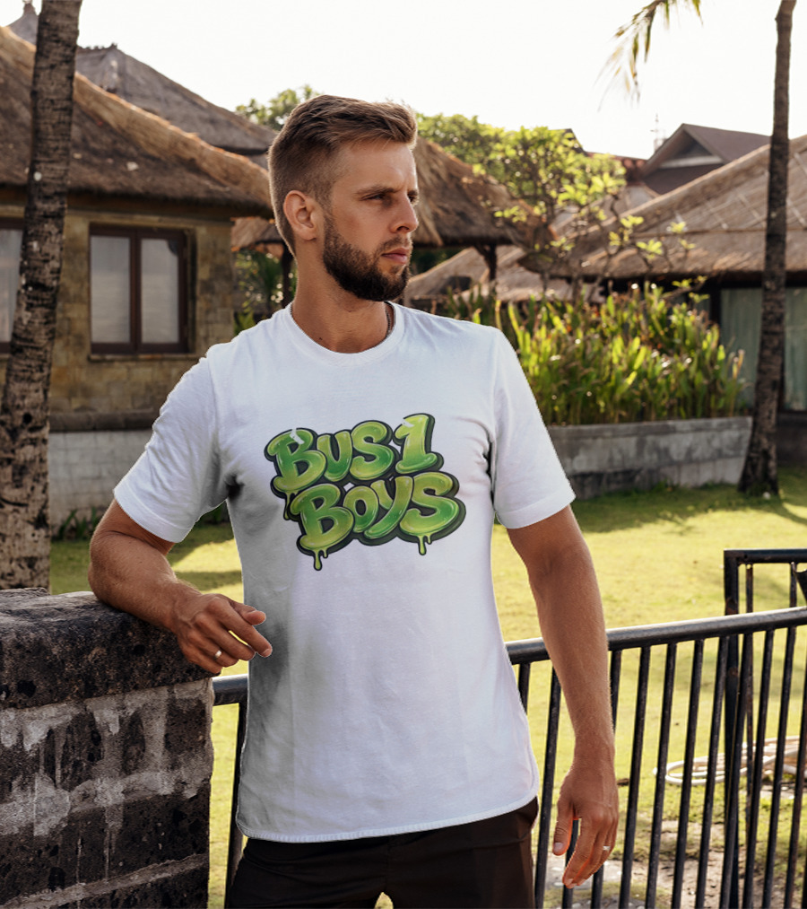 Bus 1 Boys Dripping Green Graffiti T-Shirt
