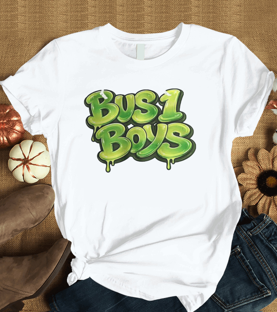 Bus 1 Boys Dripping Green Graffiti T-Shirt