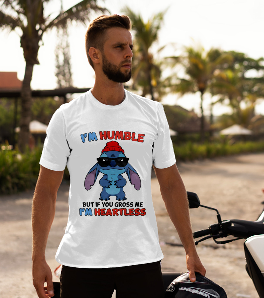 I'm Humble But If You Gross Me I'm Heartless Stitch Sunglasses Red Beanie T-Shirt