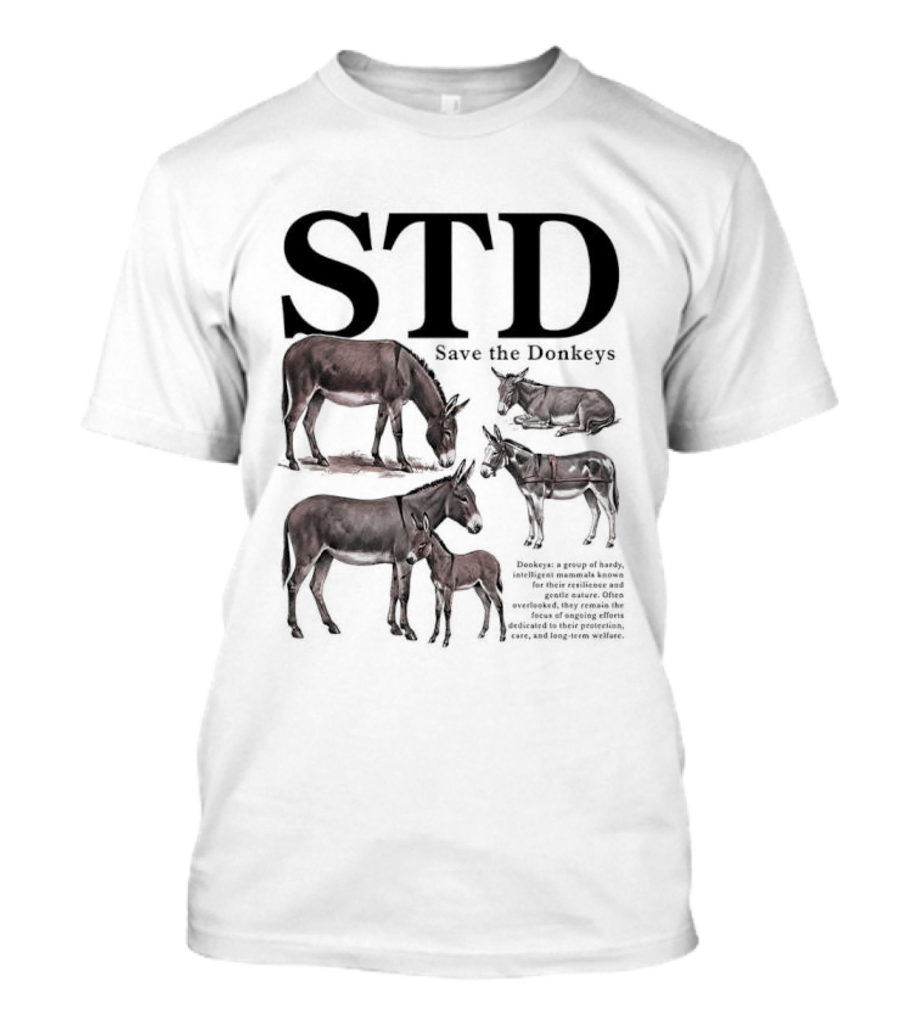STD Save The Donkeys Animal Conservation Awareness T-Shirt