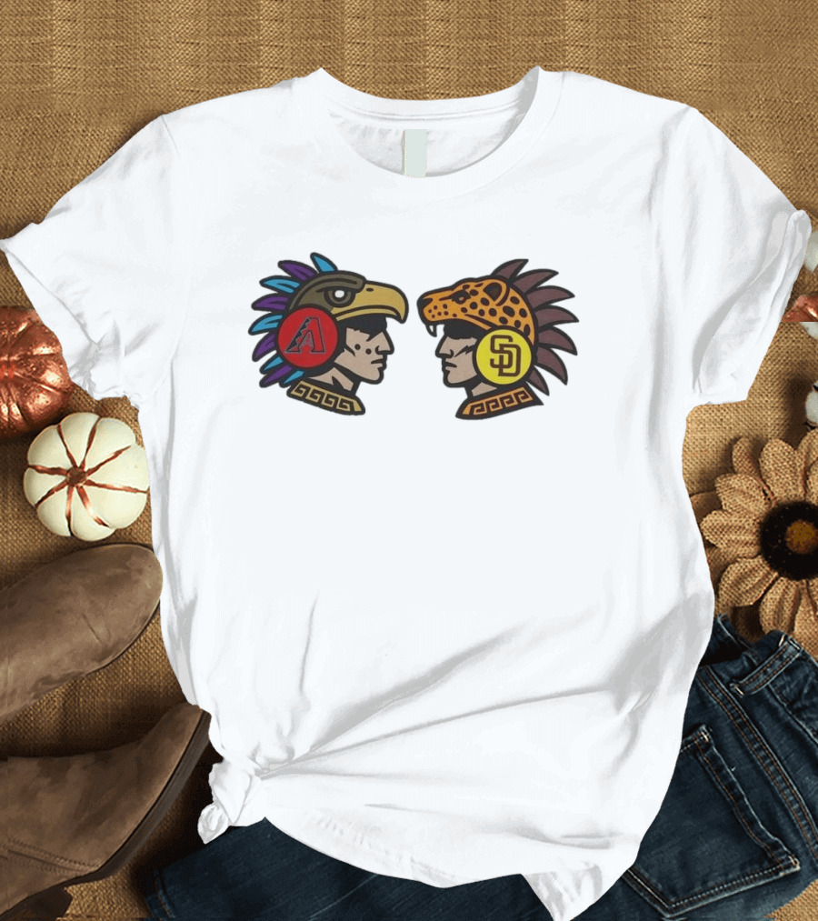 2026 MLB World Tour Mexico City Series Diamondbacks Vs Padres Aztec Style Logos T-Shirt