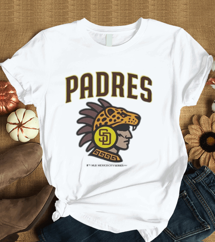 San Diego Padres MLB Mexico City Series 2026 Aztec Jaguar Warrior T-Shirt