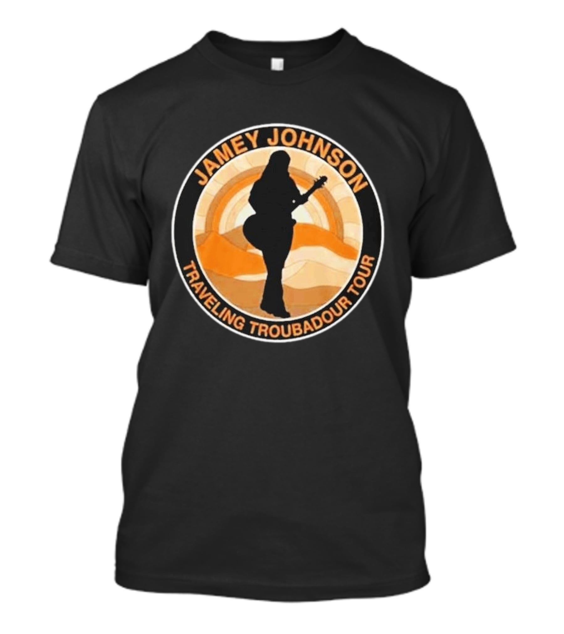 Jamey Johnson Traveling Troubadour Tour Silhouette And Sunset Scene T-Shirt