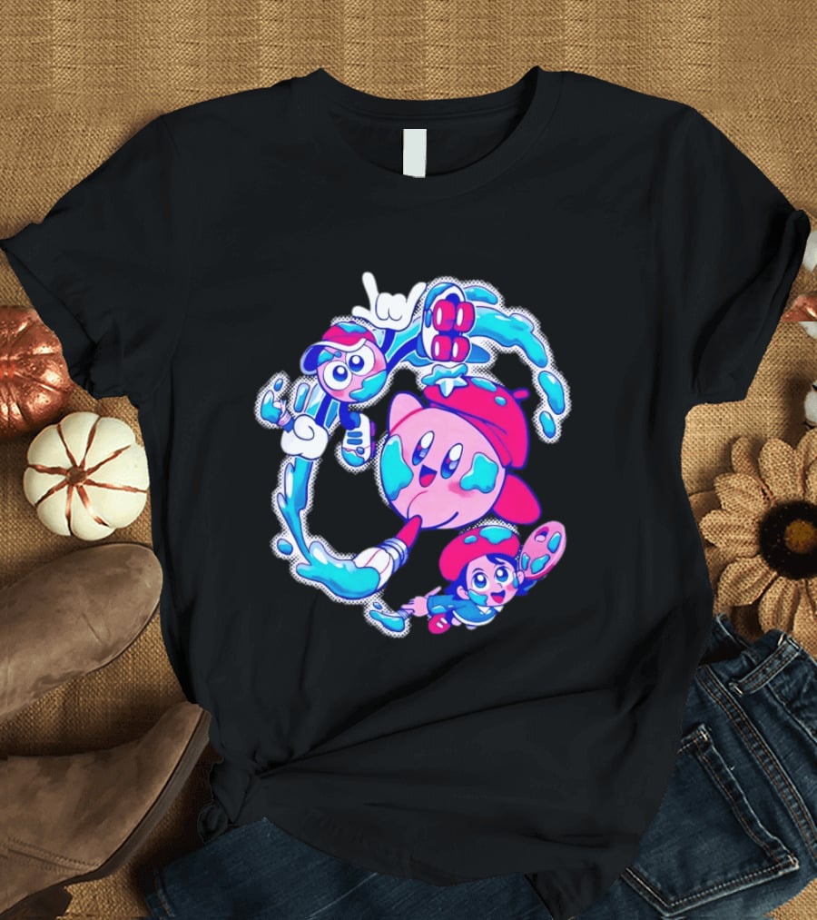 Paintbrush Pals Kirby Gooey Adeleine Art Adventure T-Shirt