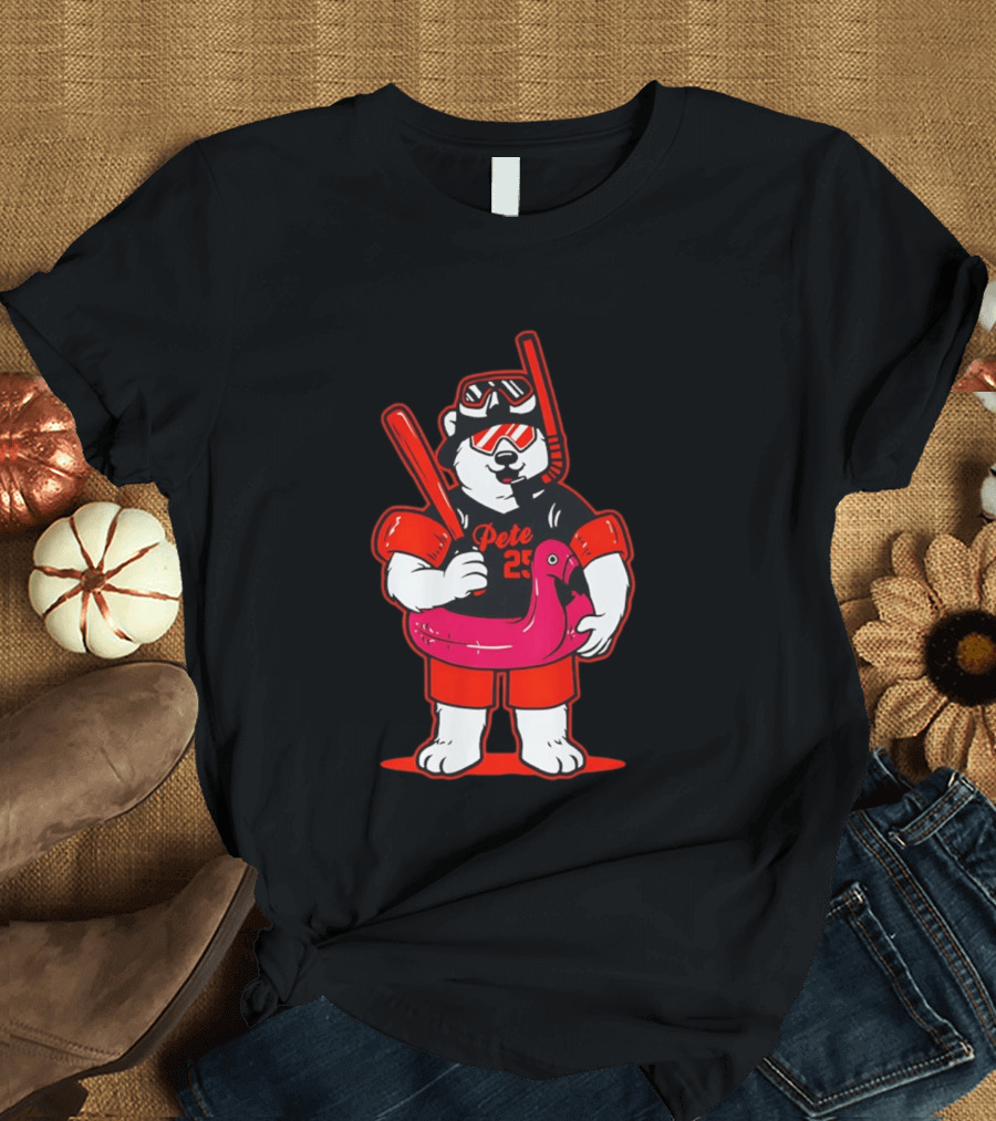 Pete Alonso 25 Polar Bear Flamingo Float New York Mets Cartoon T-Shirt