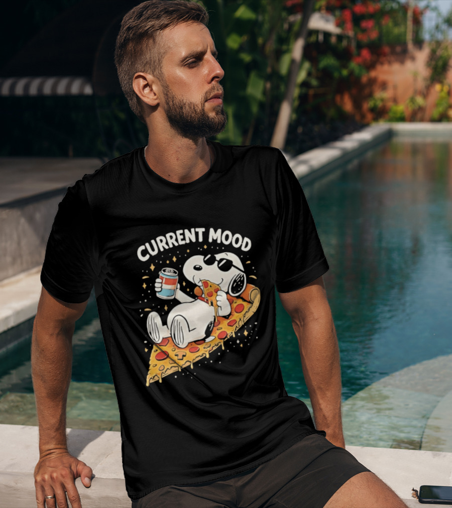 Current Mood Snoopy Relaxing Eating Pizza On A Slice T-Shirt