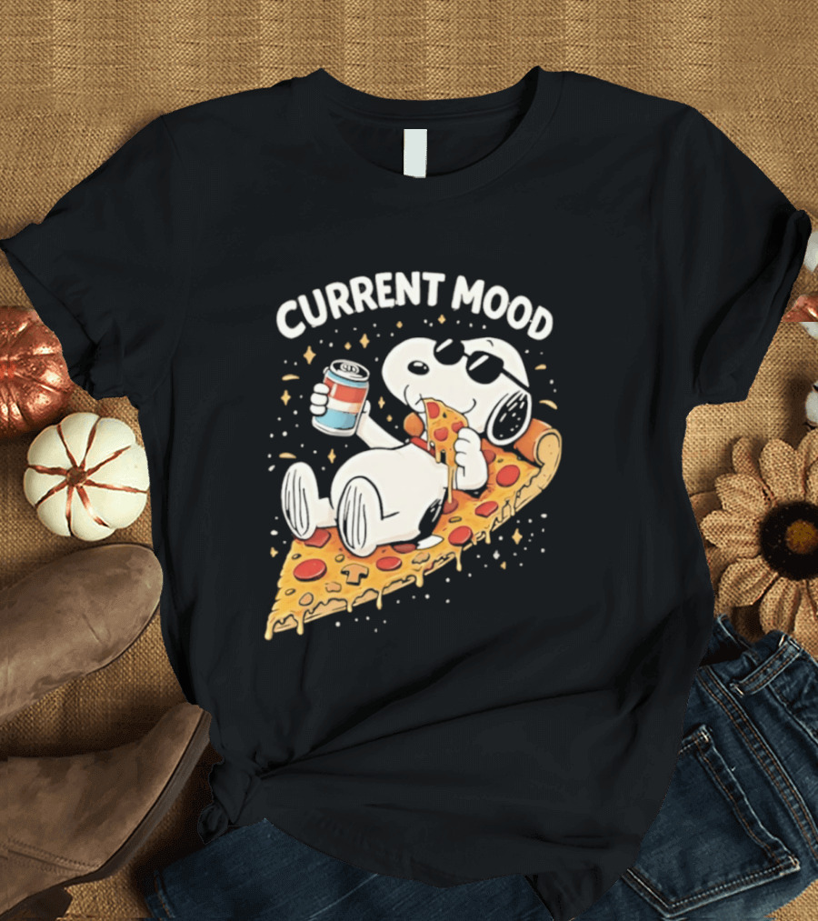 Current Mood Snoopy Relaxing Eating Pizza On A Slice T-Shirt